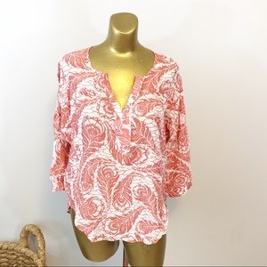 🔴 Ann Taylor Loft Print Blouse Dress Shirt Top M